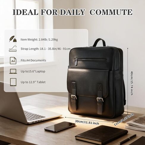 BBMars Smart Anti-Theft Backpack: Biometric Lock, Support Find My (iOS Only), Luxury Black Leather 15.6" Laptop Executive Bag for Men, Business Travel Daypack in Saudi Arabia