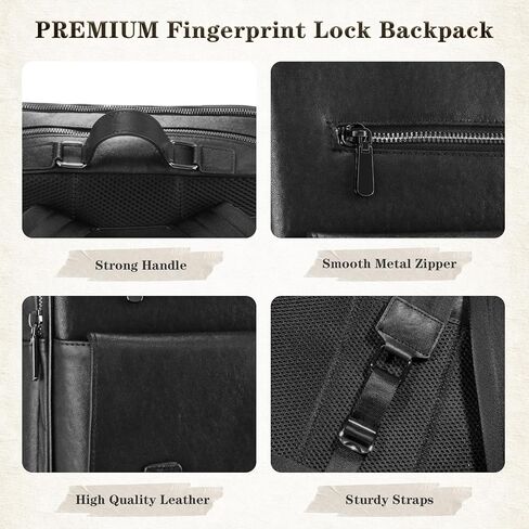 BBMars Smart Anti-Theft Backpack: Biometric Lock, Support Find My (iOS Only), Luxury Black Leather 15.6" Laptop Executive Bag for Men, Business Travel Daypack in Saudi Arabia