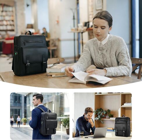 BBMars Smart Anti-Theft Backpack: Biometric Lock, Support Find My (iOS Only), Luxury Black Leather 15.6" Laptop Executive Bag for Men, Business Travel Daypack in Saudi Arabia