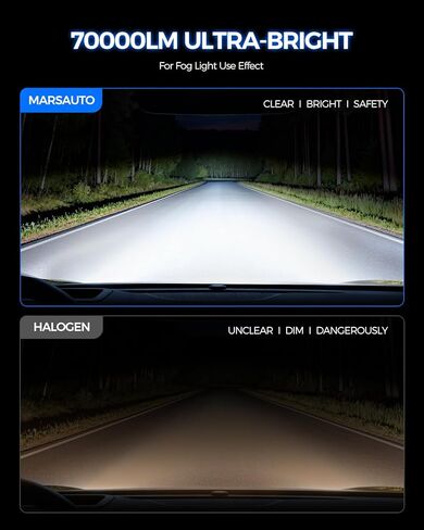 مصابيح إضاءة LED Marsauto 9004، 70,000LM 1200% سطوع فائق 6500K أبيض، لا يتطلب محول، مضاد للوميض غير قطبي، حجم صغير 1:1، Plug-N-Play، حزمة من 2 in Kuwait
