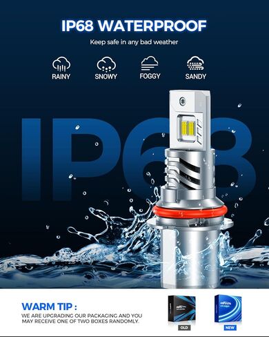 مصابيح إضاءة LED Marsauto 9004، 70,000LM 1200% سطوع فائق 6500K أبيض، لا يتطلب محول، مضاد للوميض غير قطبي، حجم صغير 1:1، Plug-N-Play، حزمة من 2 in Kuwait