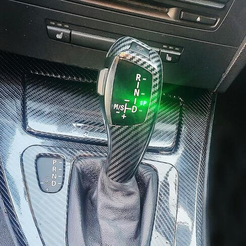 LHD Automatic LED Gear Shift Knob retrofit kit Compatible with 06-12 BMW E90 3 Series Sedan, 07-10 E92 E93 3 Series Coupe/Convertible, 09-12 Z4, 10-12 X1, LED Illuminated Carbon Fiber Knob in Saudi Arabia