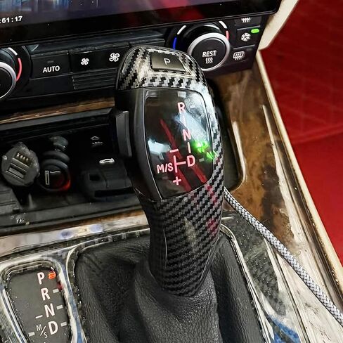LHD Automatic LED Gear Shift Knob retrofit kit Compatible with 06-12 BMW E90 3 Series Sedan, 07-10 E92 E93 3 Series Coupe/Convertible, 09-12 Z4, 10-12 X1, LED Illuminated Carbon Fiber Knob in Saudi Arabia