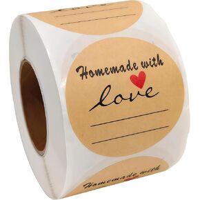 2 Inch Natural Brown Kraft Stickers (500 Per Roll), Homemade with Love Sticker with Lines for Writing (Permanent Adhesive) for Store Owners, Crafts, Organizing, Jar and Canning Labels in Saudi Arabia