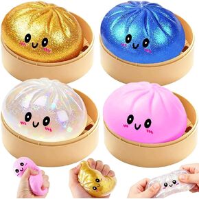 4 Pack Dumpling Squishy Glitter Dumpling Sugar Squishies Box Balls Random Color for Anxiety Relief Fidgets Squeeze Stress Relief Fidget in Saudi Arabia