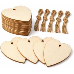 Unfinished Wooden Ornaments with Holes – 3.15 '' 50 Pcs DIY Paintable Wood Craft Decorations for Valentine’s Day, Christmas – Natural Hanging Shapes for Classroom Activities & Handmade Gifts in Saudi Arabia
