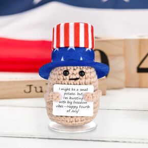 Handmade Crochet Patriotic Doll - 4.3" Mini American Flag Decor for 4th of July, Independence Day, Memorial Day | Emotional Comfort Plush, Veteran Gift, Home Décor in Saudi Arabia