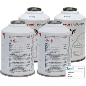 مجموعة إعادة شحن غاز التبريد ZeroR® R1234YF مع علبة R1234YF سعة 1 × 8 أوقية ومقياس ضغط نحاسي عالي الدقة مقاس 24 بوصة - مثالية لأنظمة تكييف الهواء للسيارات، تصميم ذو خيط عكسي - سهولة الوصول إلى المنافذ التي يصعب الوصول إليها (علبتان) in Kuwait