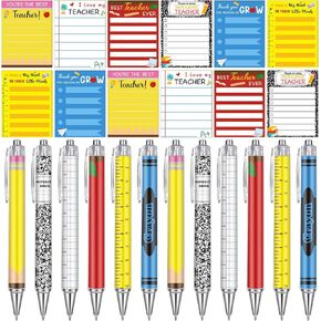 Eaasty 24 Pcs End of Year Teacher Appreciation Gift Sticky Notes with Funny Pens to Do List Notepad Sticky Notes Cute Ballpoint Pens for Graduation Back to School Teacher Gifts(Colorful Style) in Kuwait