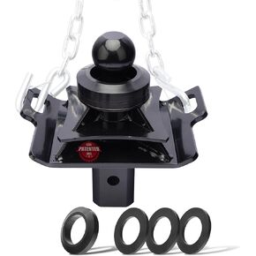 3" Raised Gooseneck Ball Hitch fit for Underbed Gooseneck Trailer Hitch (Square Base Receiver), Pre-Drilled Holes for Safety Chains, 38,000 lbs, Anti-tilt PU Washer Included in Saudi Arabia