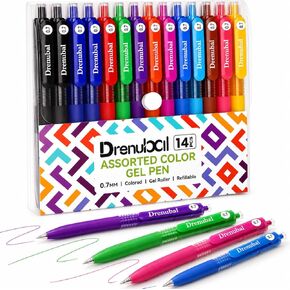 14 Pack Colored Gel Pens, 0.7mm Medium Point Retractable Rollerball Pens, Smooth Writing Color Gel Pens Set, Quick Dry Colorful Pens for Note Taking, Journaling, School, Office, Art Supplies in Saudi Arabia