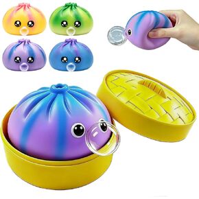 2 Pcs Dumpling Squishy Mystery Box, Bubble Blowing Squishy Dumpling Fidget Toys with Food Steamer, Colorful Dumpling Stress Ball Sensory Toy, Mystery Dumpling Squeeze Ideal Gift for Adults & Teens in Saudi Arabia