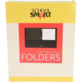 School Smart 2-Pocket Folders with Fasteners, Black, Pack of 25 in Kuwait