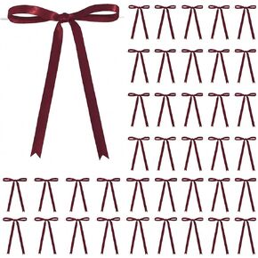 30PCS Satin Ribbon Bows 5×7 inch Burgundy Twist Tie Bows for Gift Wrapping Treat Bag Party Balloons Craft DIY Gift Champagne Bottle and Christmas Valentine's Day Decor in Saudi Arabia