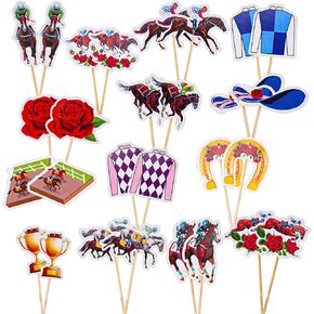 30 PCS Kentucky Derby Cupcake Decorations, 15 Styles Horse Cupcake Toppers (with 30 Toothpicks) for Kentucky Derby Party Supplies in Saudi Arabia