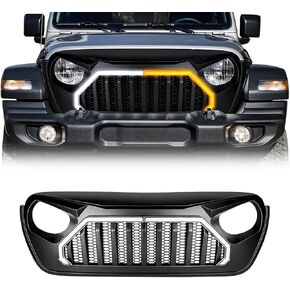 EOMD Front Vader Grille w/DRL & Turn Signal Lights Compatible with 2018+ Jeep Wrangler JL & 2020+ Gladiator JT, Matte Black in Saudi Arabia
