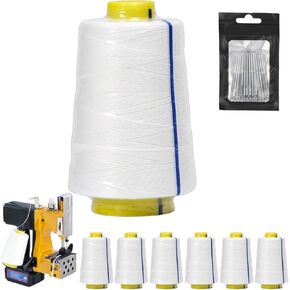 Bag Sewing Machine Polyester Thread - 6-Ply Heavy-Duty Industrial Thread 610M/Spool for Woven Bags, Kraft Paper Sacks, Flour Bags (6-Pack Bag Sewing Machine Thread + 10 Needles) in Saudi Arabia