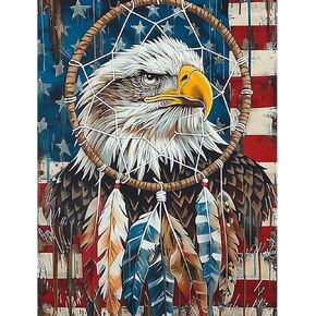 Skyboda Eagle 5D Diamond Painting Kits for Adults, American Flag Dreamcatcher Diamond Art kit for Beginners, DIY Full Round Drill Diamond Dots with Gem Art Crafts for Home Wall Decor12 x16 Inch in Saudi Arabia