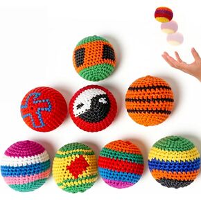 2 Pack Footbag for Adults, Handmade Woven Kick Foot Bag, Soft Knitted Juggling Foot Bag for Balance Training, Indoor Outdoor Group Play, Assorted Colors Sent Randomly in Kuwait