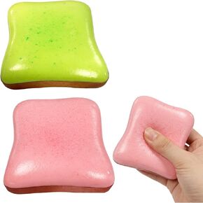 Squeeze Toys, Stress Relief and Focus Enhancement Fidget Toys, Strawberry Matcha Bread Toast Squeeze Toys for Desk Decor and Gift Giving, Office and Study Stress Management Fidget Toys (Green+Pink) in Saudi Arabia