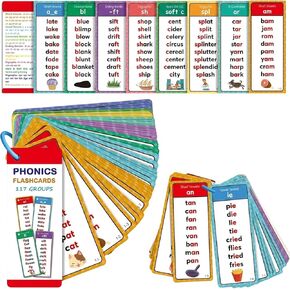 Phonics Word Cards, Phonics Flash Cards for Early Reading Skills, Educational Learning Tool for learners, Durable Cardstock Material with Rounded Corners in Saudi Arabia