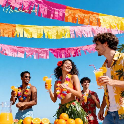 NICROHOME EUR Orange Pink Summer Party Crepe Paper Streamers, 5 Rolls Retro Hanging Garland Streamers for Sunset Party Birthday Wedding Baby Shower Fall Thanksgiving Backdrop Decor (1.8 x 82 Ft/Roll) in Saudi Arabia