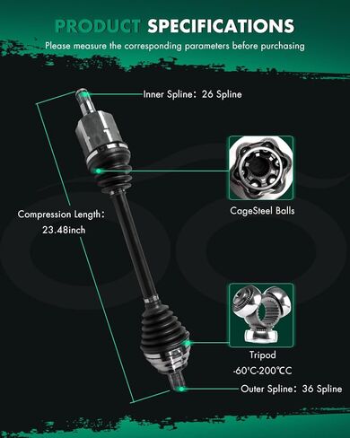 SCITOO Front CV Axle Shaft Assembly For Volkswagen Beetle 2.0L 2012-2013,For Beetle 2.5L 2012-2014,For Passat 2.5L 2012-2014 Front Left Driver Side 66-7520 NCV72130 AT 1pcs in Kuwait