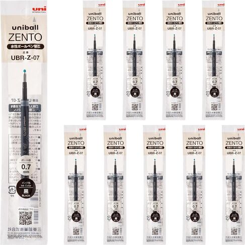 عبوة حبر ZENTO ذات أساس مائي من uniball UBR-Z-07، نقطة متوسطة 0.7 مم، أسود، متوافقة مع أقلام ZENTO من uniball، UBRZ07.24، عبوة من 10 أقلام in Kuwait