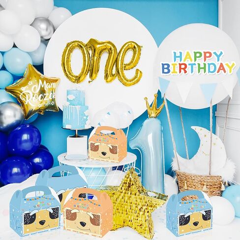 HUIANHER Cartoon Blue Dog Party Goodie Gift Boxes 16pcs Dog Family Candy Bags for Blue Puppy Theme Birthday Party Supplies in Kuwait