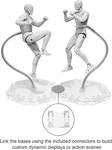 6 Pack Metal Adjustable Action Figure Stand Clear Base with Metal Soft clamp & 3mm Peg, Action Figure Display Stand Compatible with Gundam HG RG BB SD SHF 1/144 Scale Figures Model in Kuwait