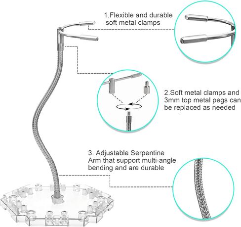 6 Pack Metal Adjustable Action Figure Stand Clear Base with Metal Soft clamp & 3mm Peg, Action Figure Display Stand Compatible with Gundam HG RG BB SD SHF 1/144 Scale Figures Model in Kuwait