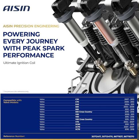 AISIN AFTERMARKET ESCVL-00710 Pack of 5 Ignition Coils - Compatible with Volvo XC60 2015-2016, S60 2004-2009&2012-2016, V50 2005-2011, S60 2005-2009, V50 2005-2010 - 5Cyl 2.4L 2.5L in Kuwait