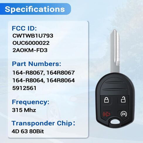 Key Fob Fits for Ford F150 2011-2014/ F250 F350 11-16/ Explorer 13-15/ Expedition 09-17/ Lincoln Navigator 14-17/ MKX 07-15 Keyless Entry Remote Control CWTWB1U793 OUC6000022, 2Pcs in Saudi Arabia