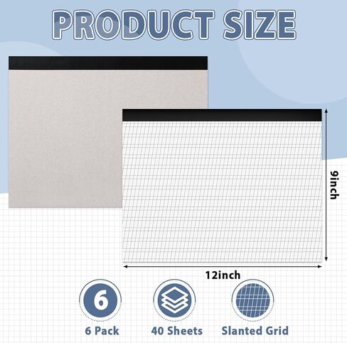 gisgfim 120 Sheets Calligraphy Paper Fountain Pen Paper Calligraphy Practice Pad 12" x 9" Calligraphic Writing Pages with Slanted Grid Letter 19lb Bond (70GSM) for Beginners（3 Pack） in Kuwait