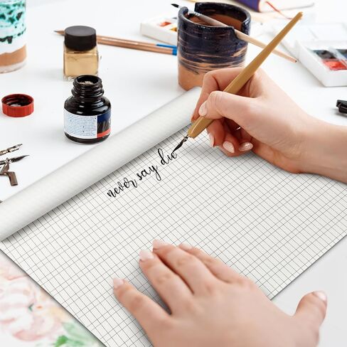 gisgfim 120 Sheets Calligraphy Paper Fountain Pen Paper Calligraphy Practice Pad 12" x 9" Calligraphic Writing Pages with Slanted Grid Letter 19lb Bond (70GSM) for Beginners（3 Pack） in Kuwait