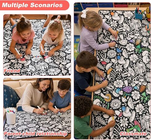 DIY Coloring Blanket for Adults, Blanket with 12 Markers, Washable Cozy Velvet Kit for Everyday Use & Home Decor, Adds a Unique Touch to Living Rooms or Kids' Spaces (Flowers-2) in Saudi Arabia