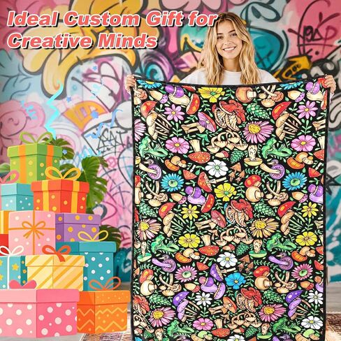 DIY Coloring Blanket for Adults, Blanket with 12 Markers, Washable Cozy Velvet Kit for Everyday Use & Home Decor, Adds a Unique Touch to Living Rooms or Kids' Spaces (Flowers-2) in Saudi Arabia