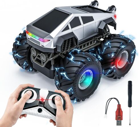 لعبة BEZGAR Cyber ​​Truck - سيارة تحكم عن بعد 2.4 جيجا هرتز 1:20 4WD للأولاد من سن 8 إلى 12 عامًا مع أضواء ملونة، دوران 360 درجة - لعبة سيارة RC للأولاد والبنات في سن 6 و7 و8 و9 و10 سنوات، هدايا عيد ميلاد (فضية) in Kuwait