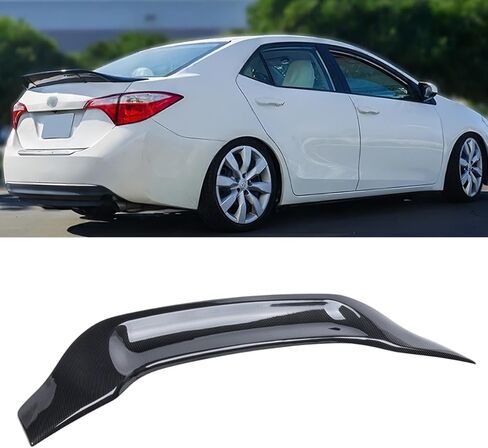 2014-2019 متوافق مع جناح خلفي لسيارة Toyota Corolla Sedan، تصميم R Style Duckbill، نمط ألياف الكربون ABS - WheelX in Kuwait