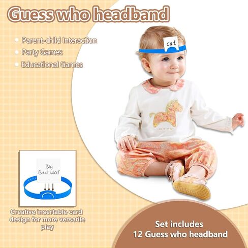12 Pcs Guess Who Headbands Game Can Insert Cards Fun Heads Up Guessing Family Game Night Party Board Games for Kids and Adult in Saudi Arabia
