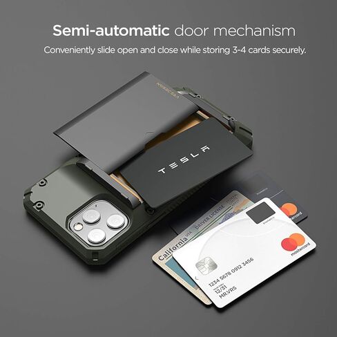 VRS DESIGN Damda Glide Pro Phone Case for iPhone 12 Pro Max, with [4 Cards] Premium Sturdy [Semi Auto] Credit Card Holder Slot Wallet for iPhone 12 Pro Max 6.7 inch(2020) Black in Saudi Arabia