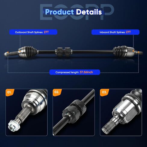 ECCPP CV Axle Shaft Assembly fit 2017-2019 for Hyundai Elantra 2018-2020 for Hyundai Elantra GT Front Right (Front Passenger Side) 49501F2300 49501F3150 NCV37107 in Kuwait