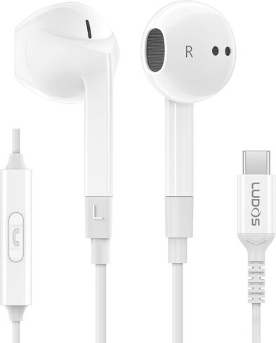 LUDOS FEROX USB C Headphones, 5 Years Warranty, USB-C Earbuds for iPhone 15 Pro Max Plus Samsung Galaxy S23 Ultra S22 S21 FE S20 Z Flip 3 Fold 4 A53 A54, USB Type C Earphones for iPad Pro Pixel 6 6a in Saudi Arabia