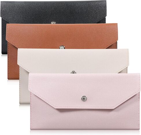 4Pcs Pu Leather Cash Envelope Wallet, Reusable Cash Holder for Women 4 Colors Money Envelopes Bag Budget Stuffing Wallet Reusable Budget Holder for Money Cards Men Women in Kuwait