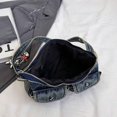 Retro Denim Handbag Spicy Portable Shoulder Bag Fashionable and Simple Underarm Bag Crossbody Bag in Kuwait