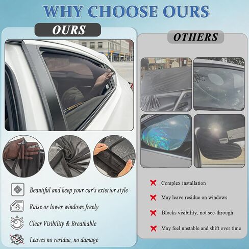 Car Window Shades,2 Pack Car Side Window Sunshade,Breathable & Retractable Car Window Shade for Baby,Universal Fit Most of Cars,Glare Shield,Protect Privacy(Front Windows) in Saudi Arabia