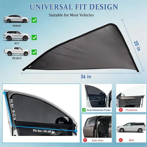 Car Window Shades,2 Pack Car Side Window Sunshade,Breathable & Retractable Car Window Shade for Baby,Universal Fit Most of Cars,Glare Shield,Protect Privacy(Front Windows) in Saudi Arabia