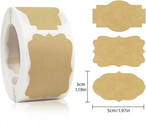 1Roll/250Pcs Kraft Brown Blank Label Stickers - Self-Adhesive Vintage Decorative Tags for Mason Jars, Gift Wrapping, Food Storage, Bakery & DIY Crafts in Kuwait