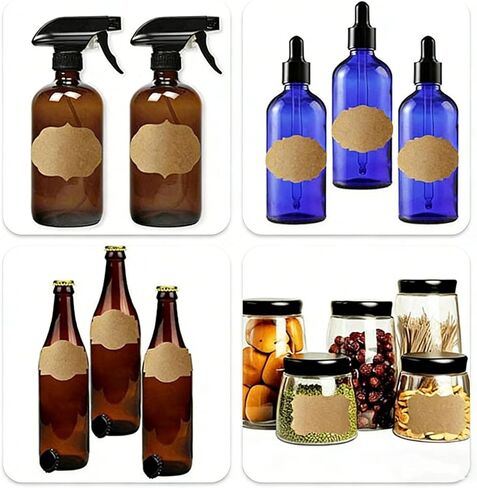1Roll/250Pcs Kraft Brown Blank Label Stickers - Self-Adhesive Vintage Decorative Tags for Mason Jars, Gift Wrapping, Food Storage, Bakery & DIY Crafts in Kuwait