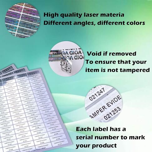 580pcs Hologram Tamper evident Stickers with Unique Serial Number Security Genuine Warranty Seal Labels Tamper Proof Stickers(Silver,1 inch x 0.3 inch,GQYH) in Saudi Arabia